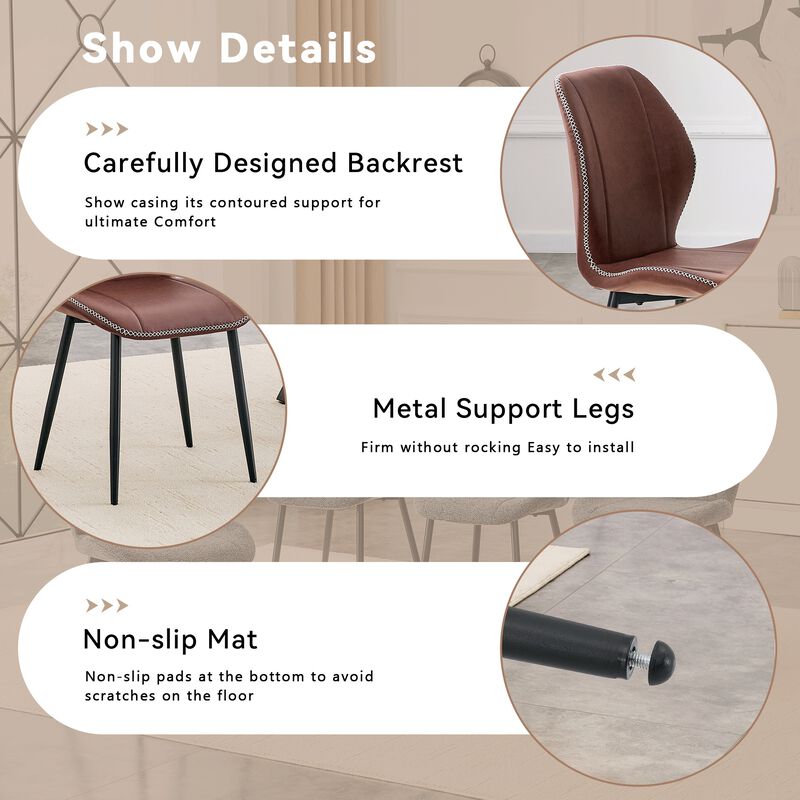 Whisen 4-Pack PU Leather Dining Chairs with Adjustable Feet, Metal Frame, Light Luxury Upholstered Chairs for Dining Room, Office, Study image number 7