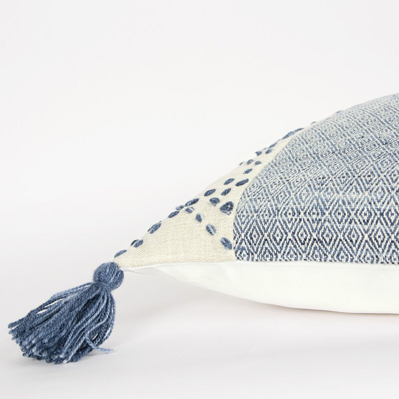 Herringbone Cotton Throw Pillow with Tassels &ndash; Decorative Cushion for Sofa, Chair, or Bed image number 5