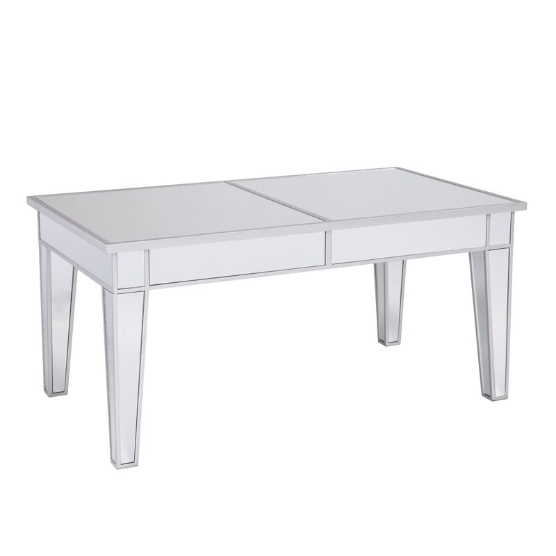 Hivvago 42 Inch Silver Mirrored And Metal Rectangular Mirrored Coffee Table