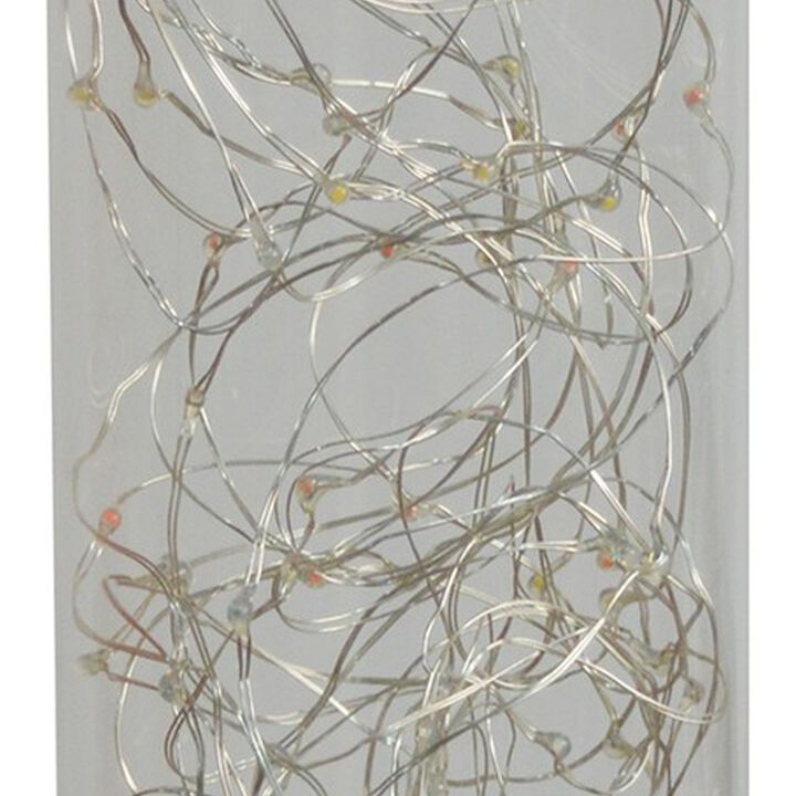 Column Table Lamp with Integrated Multicolored LED, Clear - Benzara