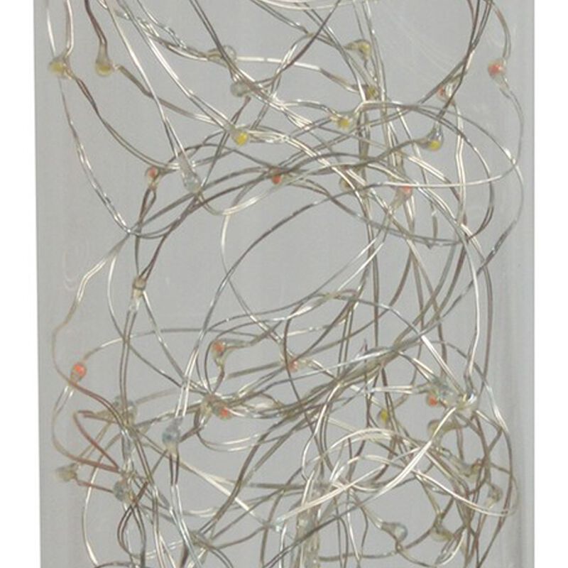 Column Table Lamp with Integrated Multicolored LED, Clear - Benzara