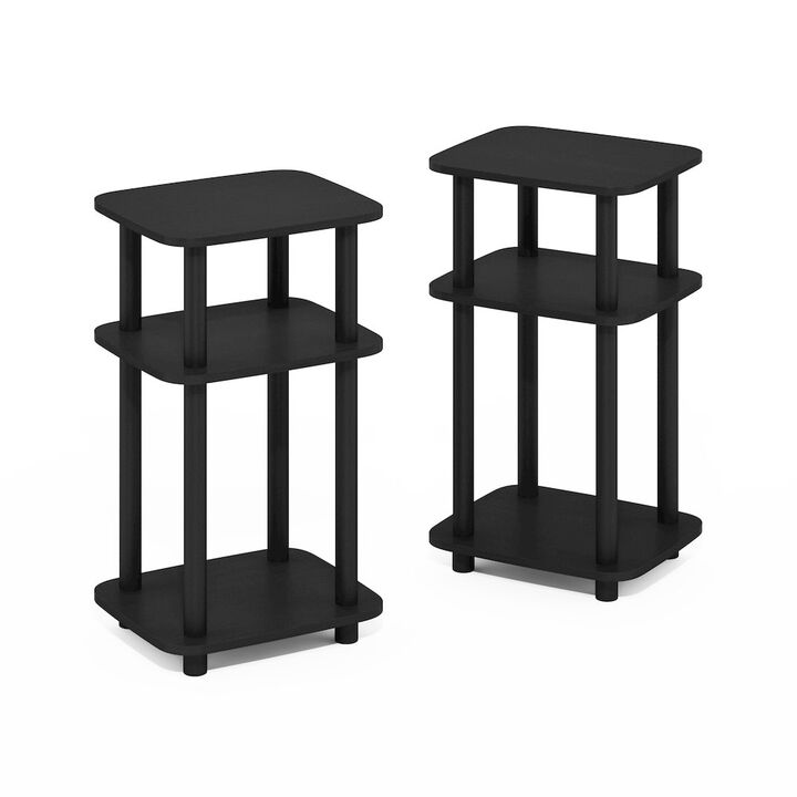 Just 3-Tier Turn-N-Tube Curve End Table, Side Table, 2-Pack, Americano/Black