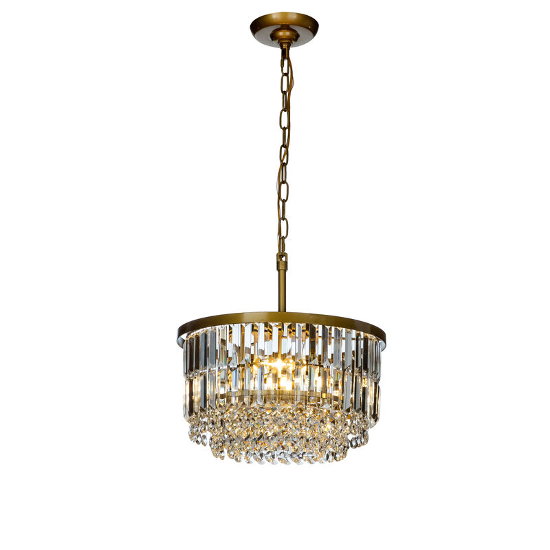 3 Lights 16" Traditional Gold Chandelier With Clear Crystal Accents image number 0