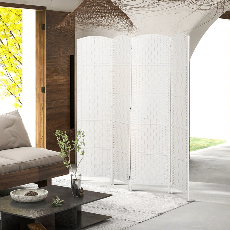 Hivvago 6FT Tall 4-Panel Woven Folding Room Divider image number 6