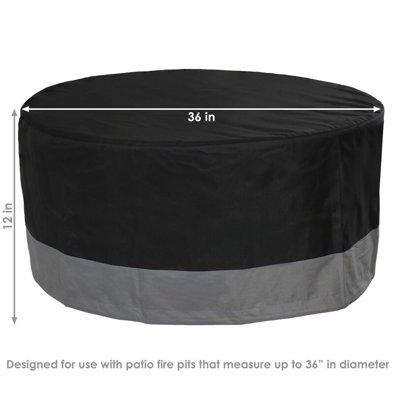 Sunnydaze 36 in 2-Tone Polyester Round Outdoor Fire Pit Cover - Gray/Black