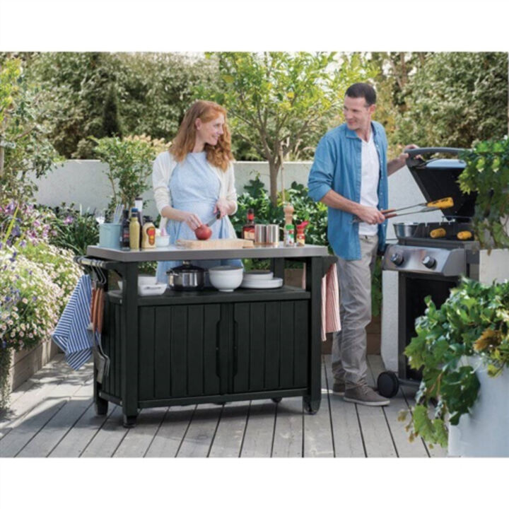 Outdoor Bar Serving Cart with Wheels and Storage – Ideal for Backyard Parties
