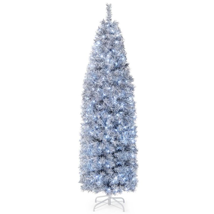 Hivvago Pre-Lit Artificial Christmas Tree with 250 Cool-White LED Lights Black and White