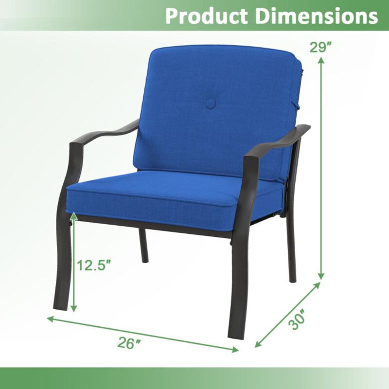 Hivvago 2 Pieces Patio Metal Chairs with Seat and Back Cushions for Yard