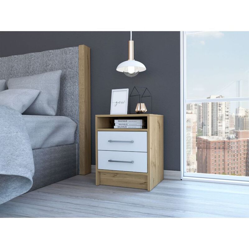 Streamdale Eter Nightstand, Superior Top, Two Drawers - Light Oak image number 0