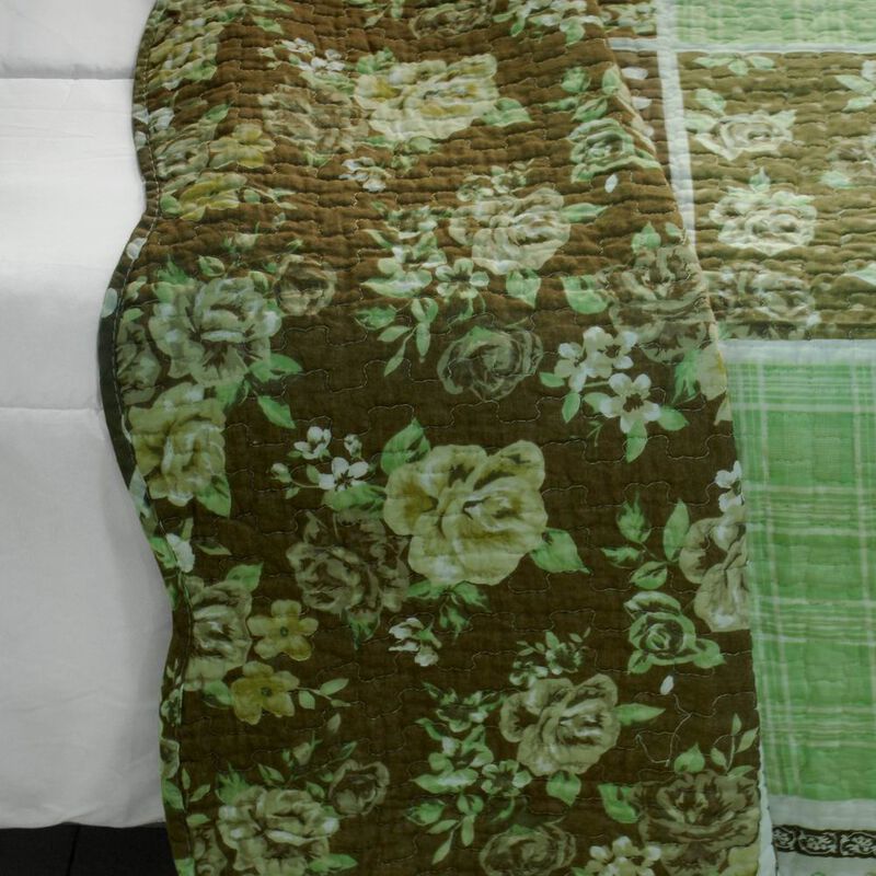 Queen Size Cotton 3-Piece Vermicelli Quilted Printed Quilt Set with Shams image number 3