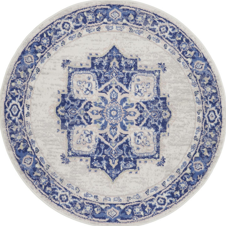 HomeRoots Floral Round Rug