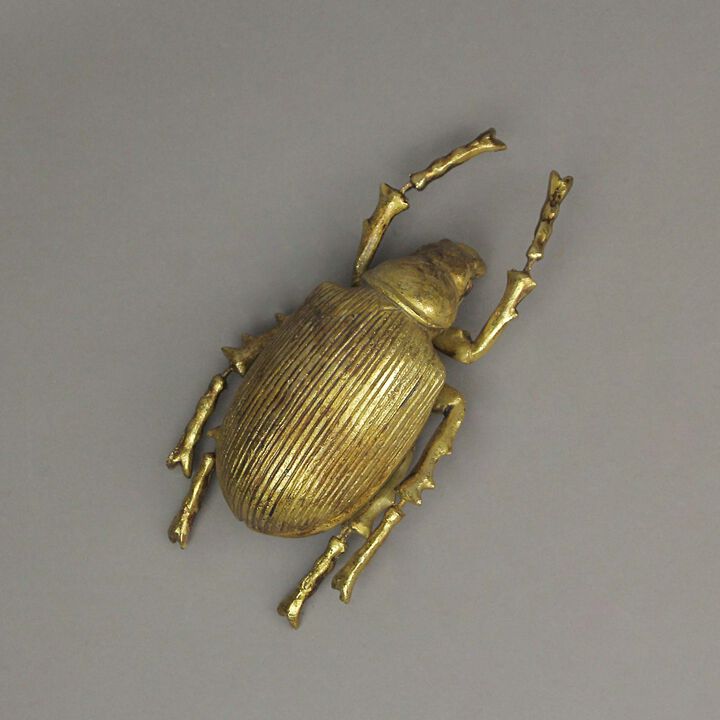 Resin Gold Ground Beetle Painted Sculpture Wall Art Home Decor Hanging Statue