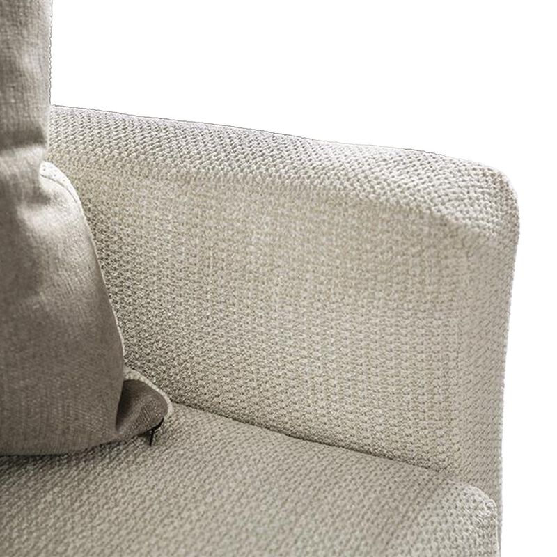 Hyna Sectional Sofa, Ivory Chenille, 9 Accent Throw Pillows, 137 Inch - Benzara image number 2