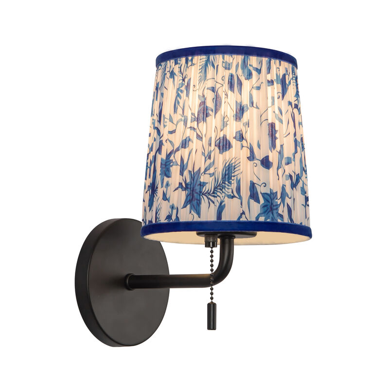 Scout 10-in Damp-Rated Wall/Vanity Light with Patterned Pleated Linen Shade image number 3