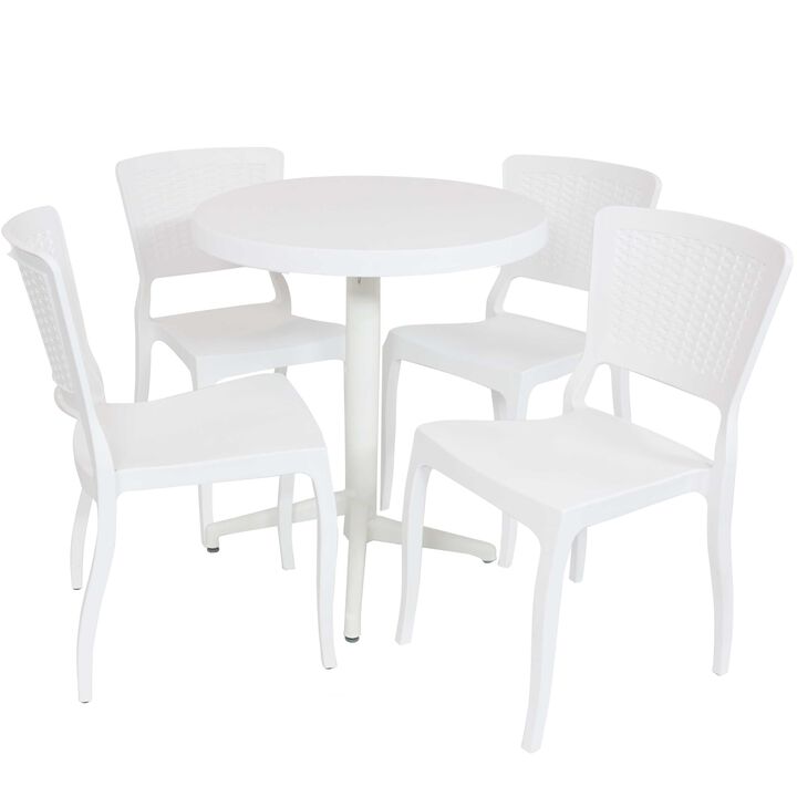 Sunnydaze Hewitt Plastic 5-Piece Dining Table and Chairs Set - White