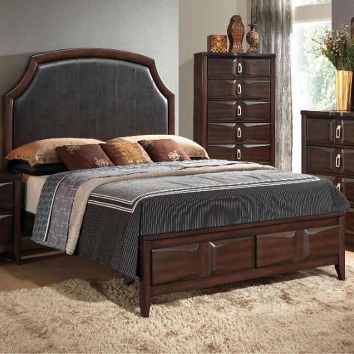 Classy And Stylish Queen Size Panel Bed, Brown And Grey-Benzara