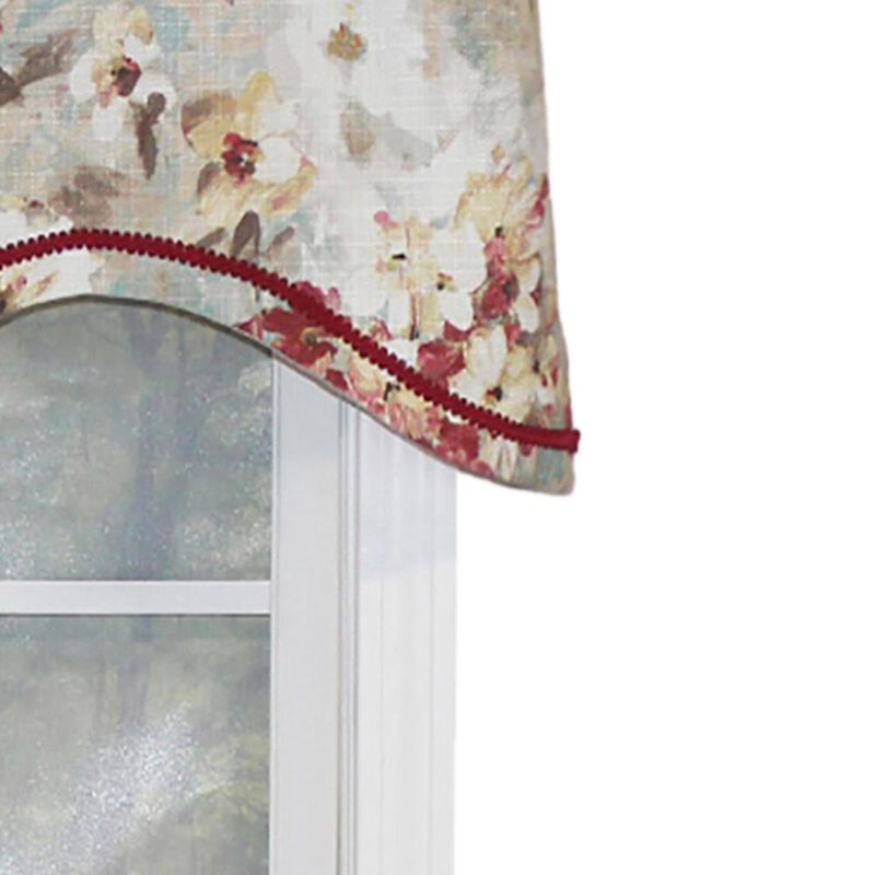 RLF Home Tia Cornice Valance Primrose. 3" Rod Pocket, Elevated trim décor. 50"W X 17"L