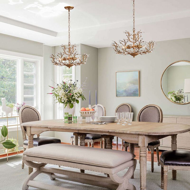Freya Brushed Brass 4-light Crystal Beaded 9-Branch Chandelier image number 4