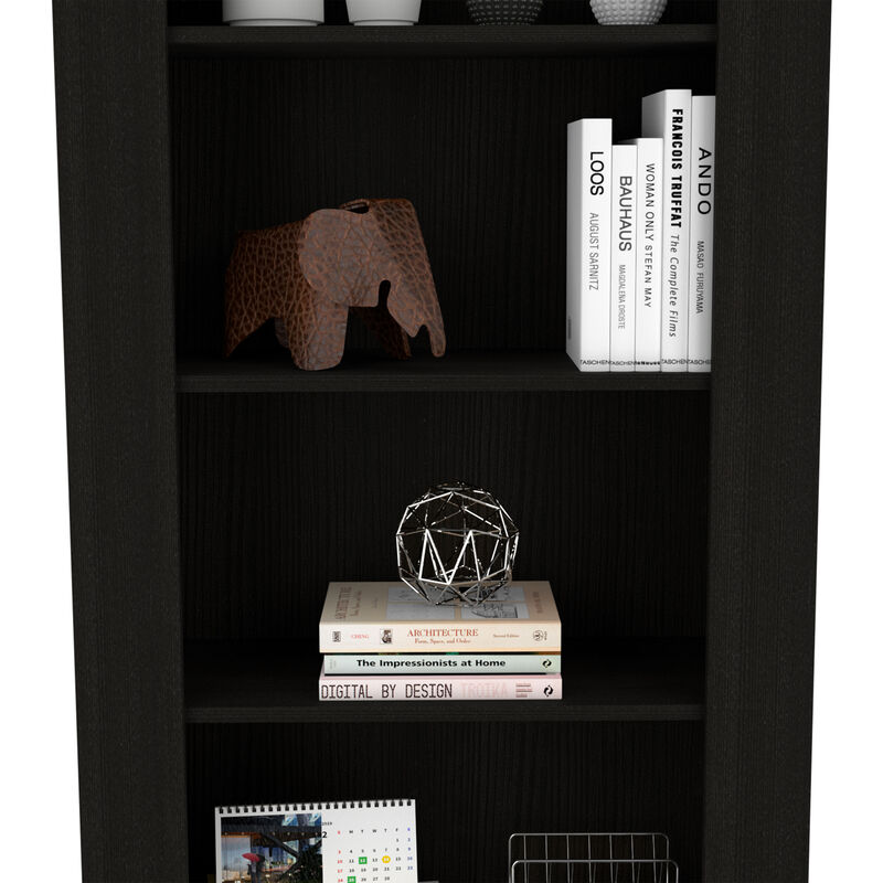 DEPOT E-SHOP Poros Bookcase with Vertical Design and 5 Storage Shelves, Black