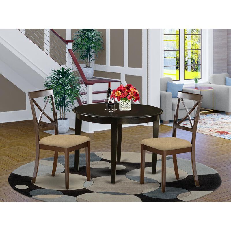3 PC small Kitchen Table set-round Table and 2 Dining Chairs
