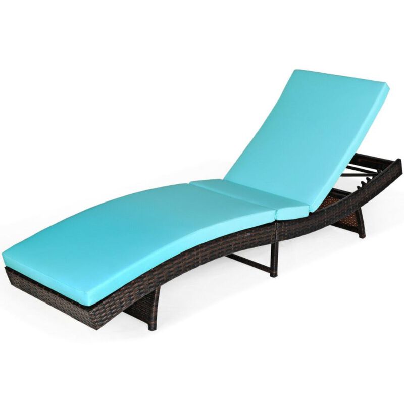 Hivvago Patio Folding Chaise Lounge with 5 Adjustable Levels and Cushion