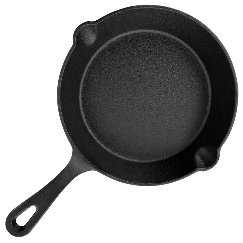 MegaChef 8 Inch Round Preseasoned Cast Iron Frying Pan in Black