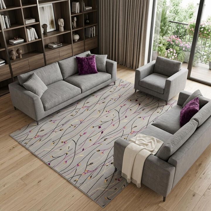HomeRoots Floral Power Loom Area Rug