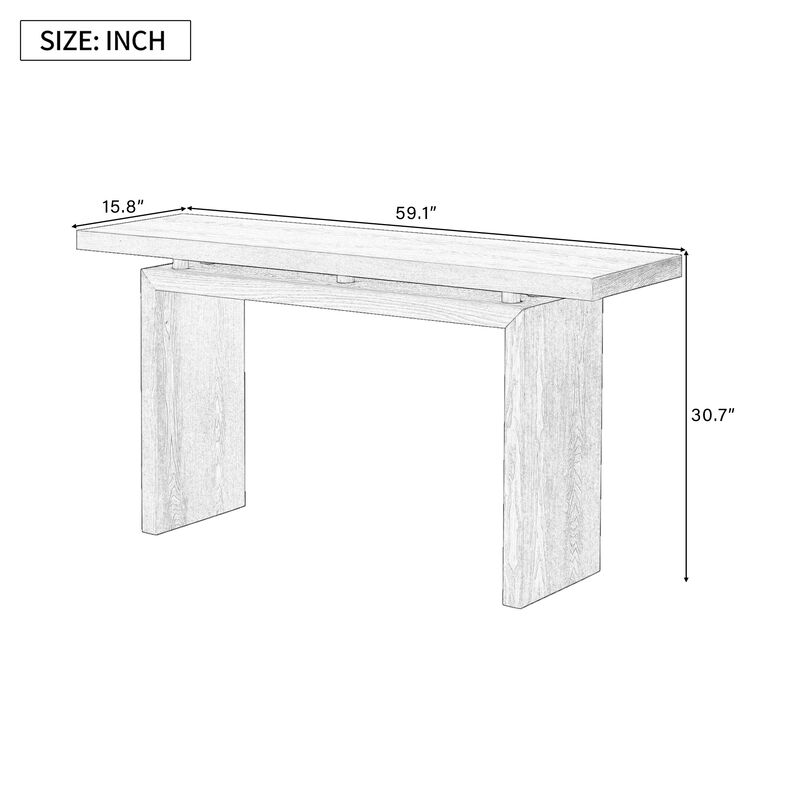 Uniquely Designed Ash Veneer Console Table, Modern Simple Style, Featuring Clever Tabletop Design, for Entryway, Hallway, Living Room, Foyer image number 2