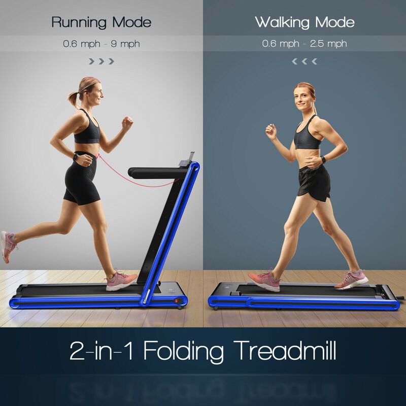 2 in 1 Portable Folding Treadmill with Dual LED Display for Walking and Exercise image number 5