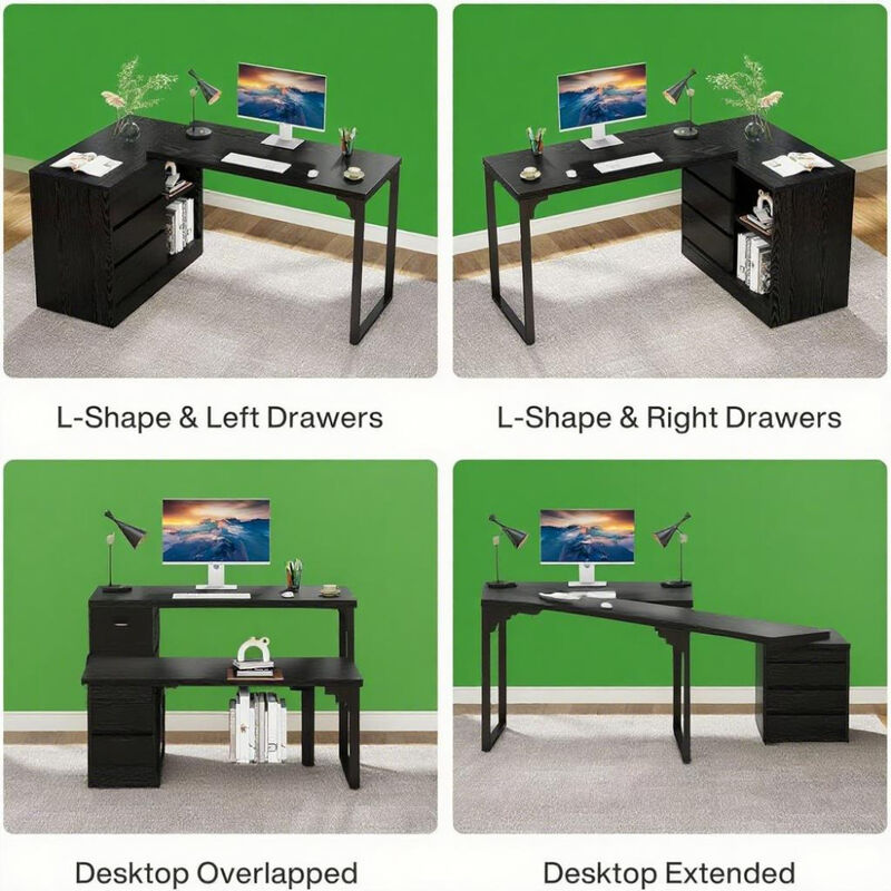 Compact Computer Desk &ndash; Space-Saving Desk with Drawers and Shelves