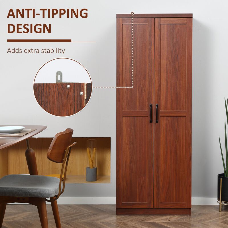 63" Brown Dining Room Cabinet: 2-Door, 5-Tier Shelving