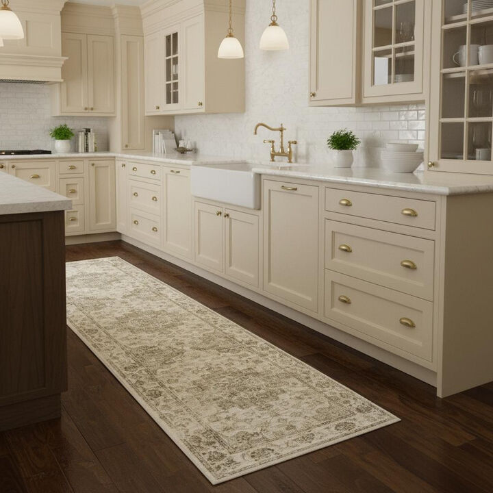 HomeRoots Floral Medallion Washable Area Rug