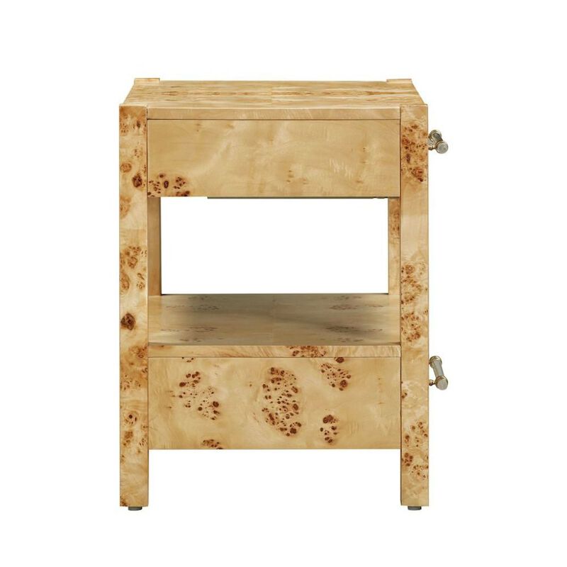 Starlight Canyon Home Handmade Acacia Wood Night Stand With  2 Drawers In Light Brown Burl Finish