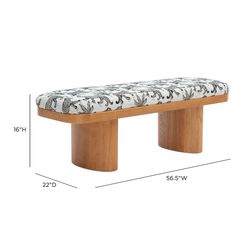 Ollie 48" Neutral Floral Jacquard Bench image number 5