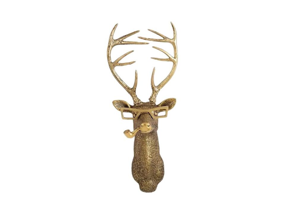 Gold Deer Head Wall Decor Animal Sculpture Modern Art for Living Room