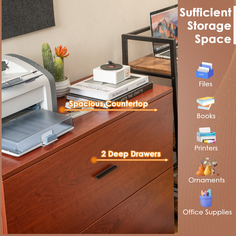 Office Filing Cabinet – 2-Drawer Lateral Storage with File Rails