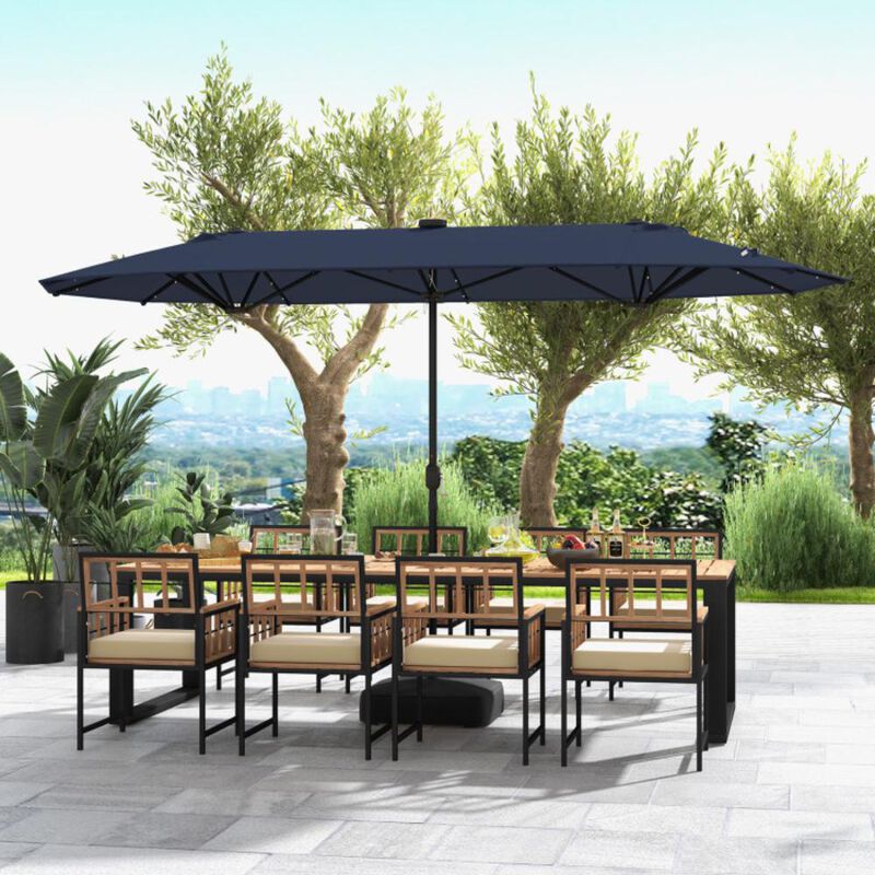 Hivvago Double-sided Patio Umbrella with Solar Lights for Garden Pool Backyard