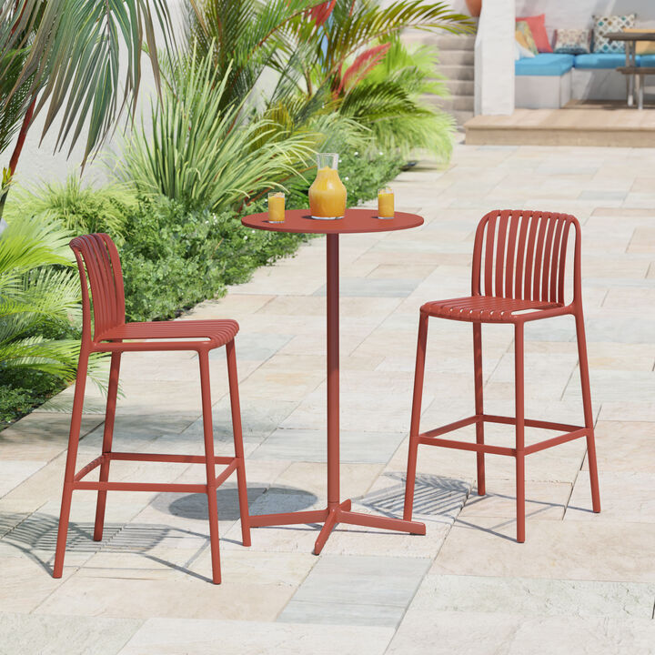 WestinTrends 29.5" Outdoor Modern Polypropylene Plastic Patio Bar Height Stools (Set of 2)
