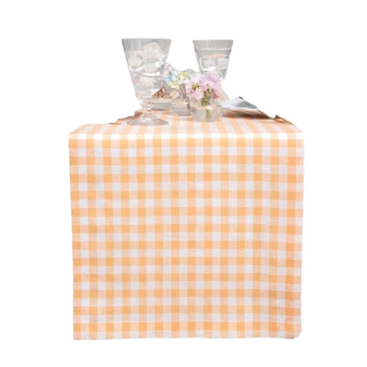 Solino Home 100% Pure Linen Table Runner - Gingham Check