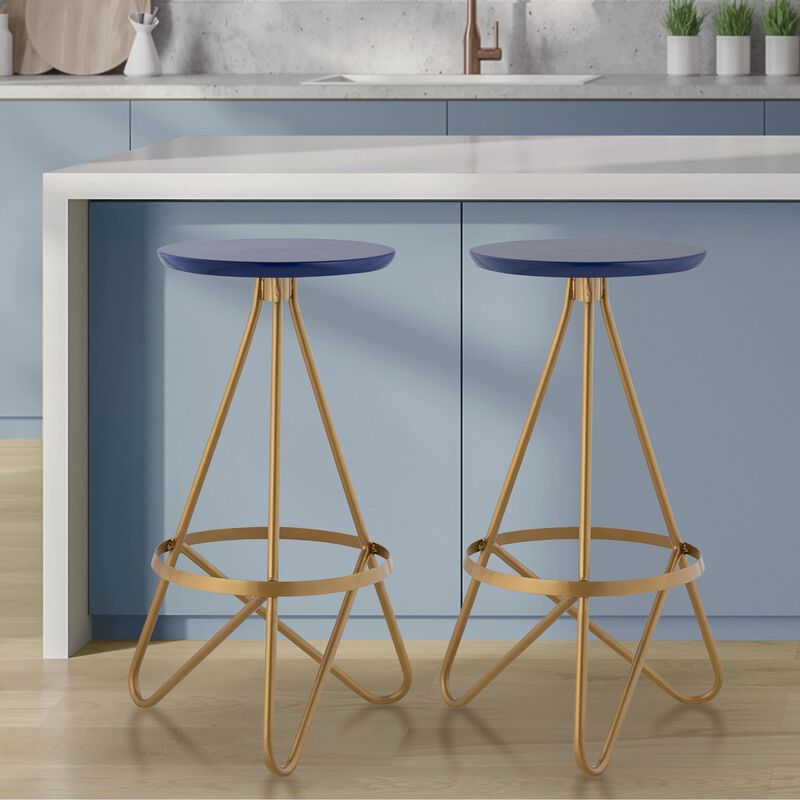 Spiroa Modern Industrial Metal Backless Circular Bar Stool