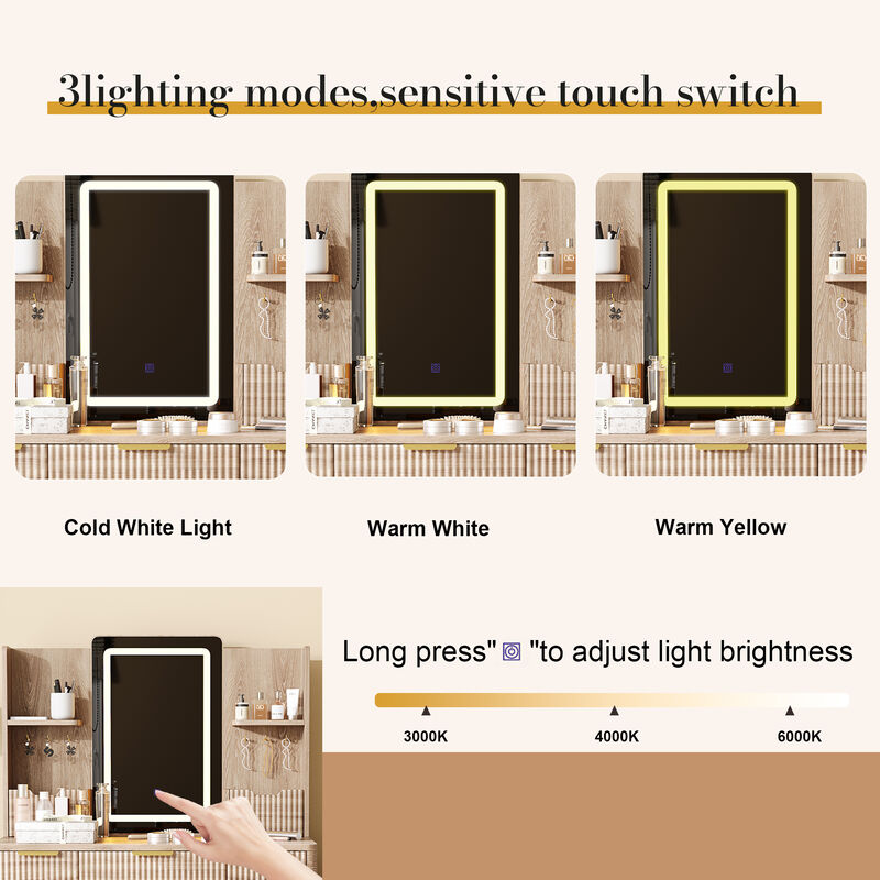 Gemhax LED 4-Drawer Vanity Desk image number 7