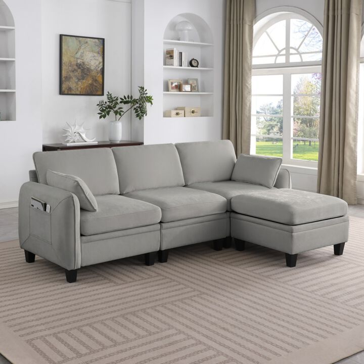 Lomfad Chenille Modular L‑Shaped Sectional Sofa