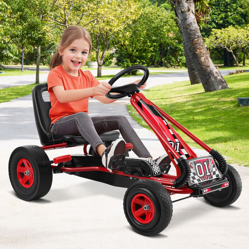 4-Wheel Kids Pedal Go-Kart Ride-On Racer Car for Outdoor Play image number 3