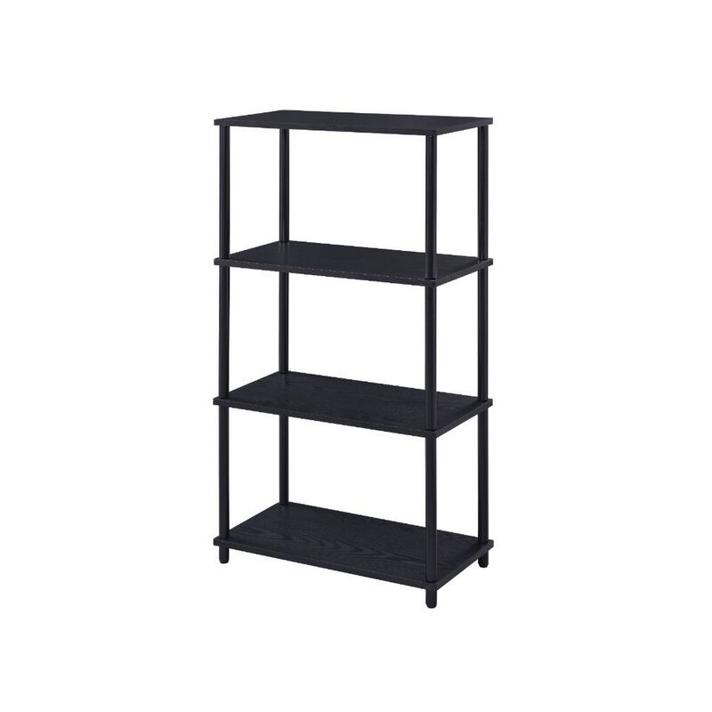 Bookshelf with Black Metal Frame, Black