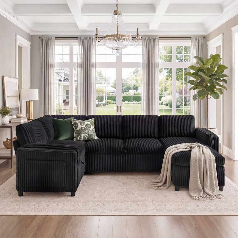 111" U-Shaped Convertible Sectional Sofa Bed image number 2