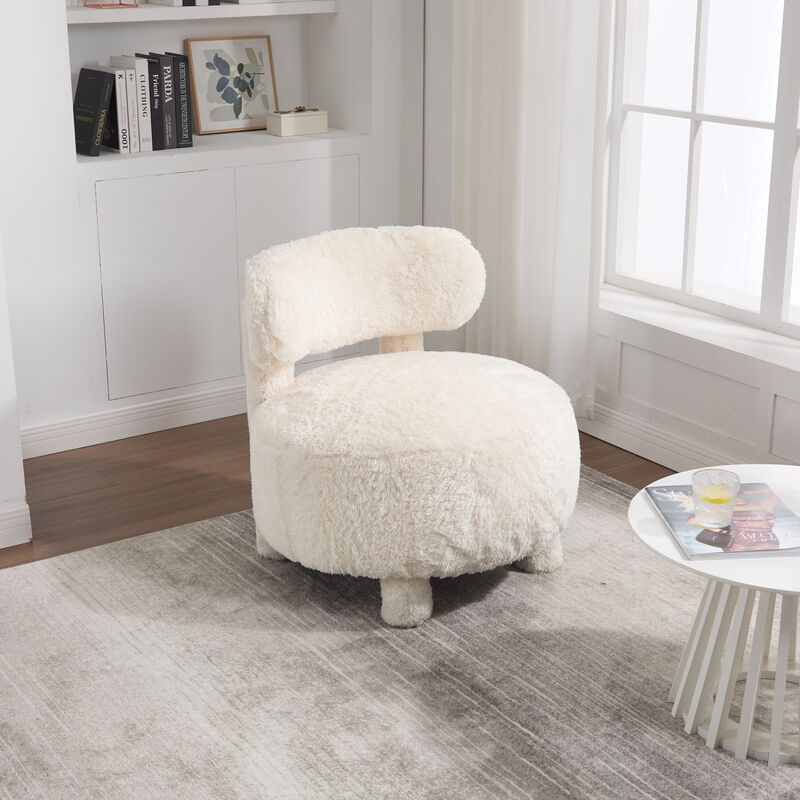 GOODSILO Curved Wingback Accent Chair with Plush Fur Fabric Upholstery for Enhanced Comfort and Modern Seating image number 8