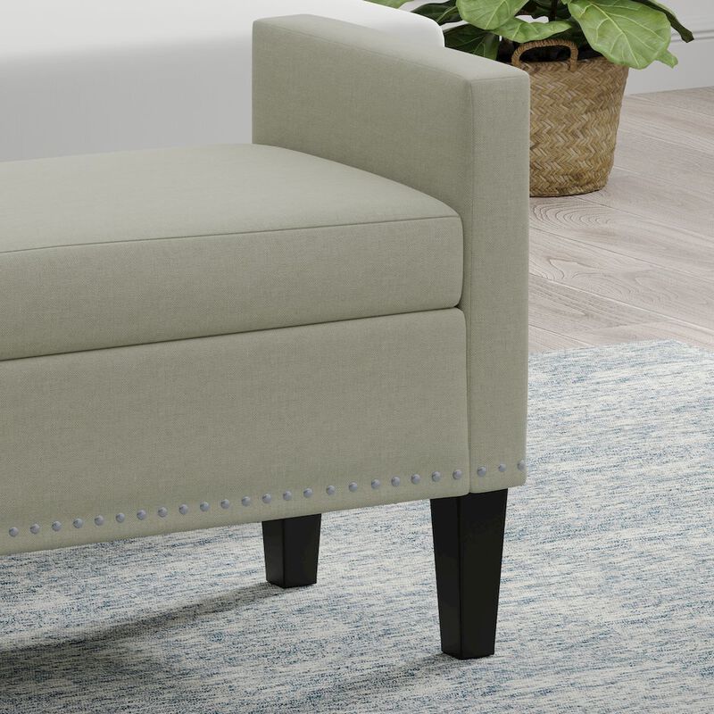 Rize Home 41.5 Storage Bench with Nailhead - Beige image number 3