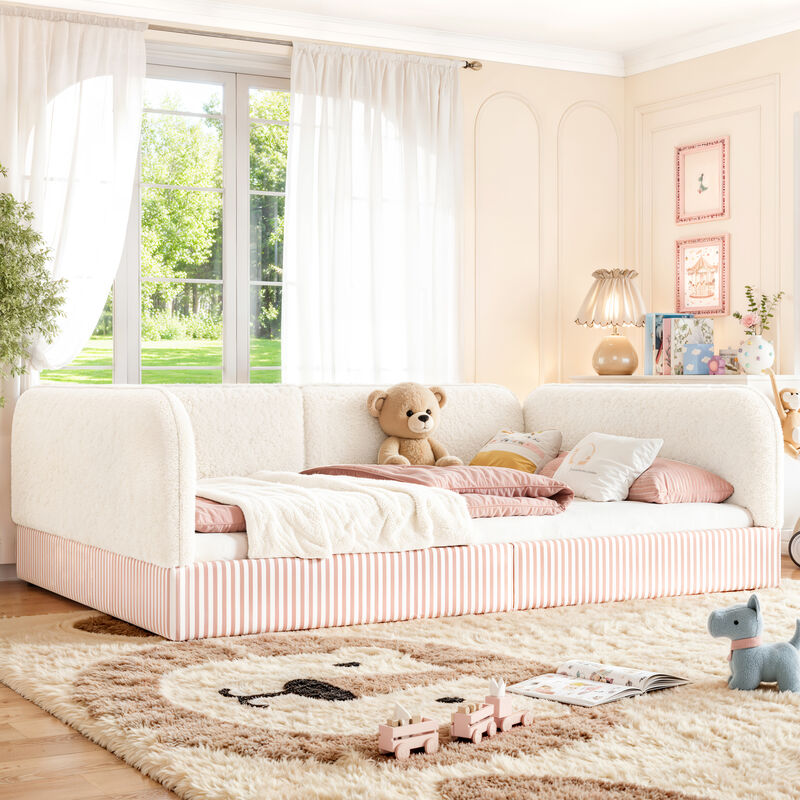 Hemzas Teddy Boucl&eacute; Upholstered Kids Daybed Frame image number 7