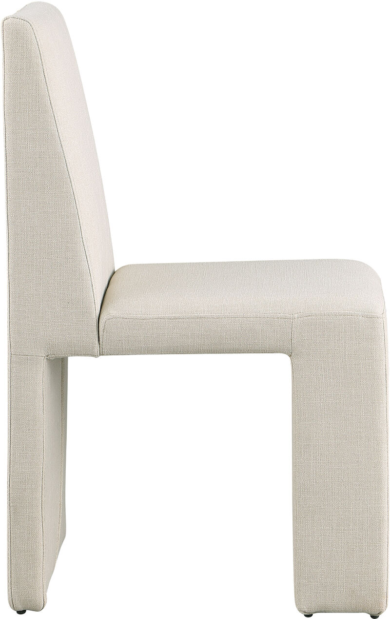 Meridian Furniture Benson Beige Linen Textured Fabric Dining Chair, Set of 2 image number 4