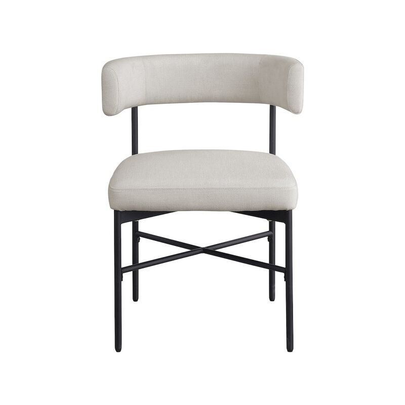 Meridian Furniture Rivage Beige Durable Linen Textured Fabric Dining Chair, Set of 2